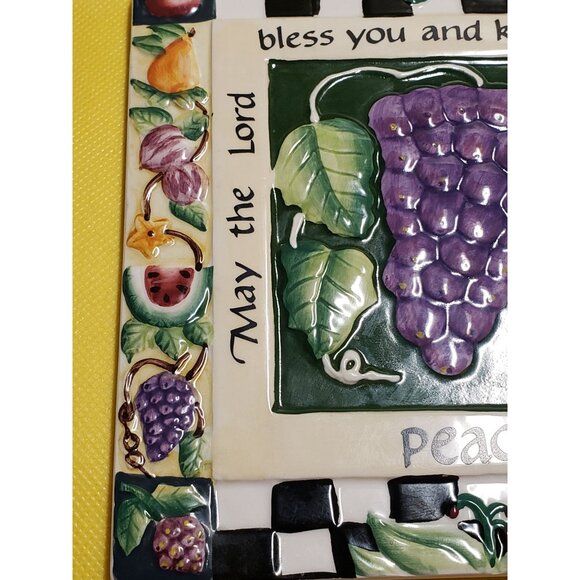Ceramic Square Plaque With Grape & Fruit Design By Carla Grace For Carpentree - Picture 8 of 8